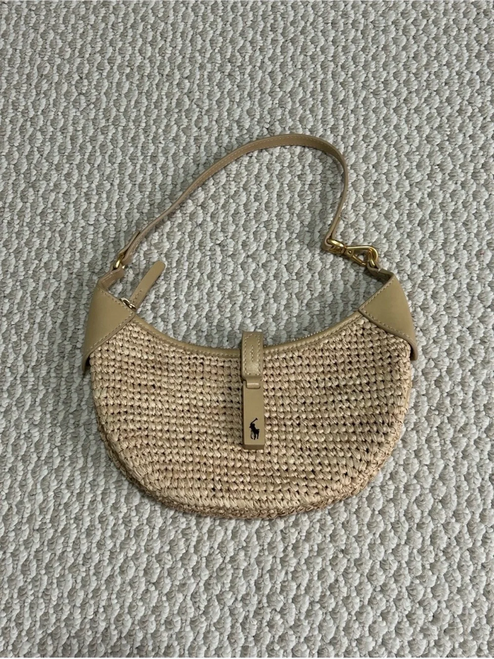 Polo Ralph Lauren Raffia Leather Shoulder Bag - Picture 3 of 5